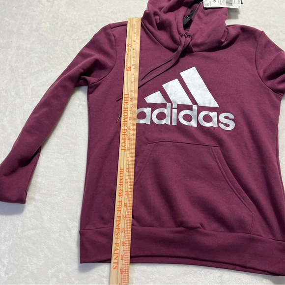 ADIDAS Womens Metallic Logo Hoodie Victory Crimson Color Size Small NWT - Picture 9 of 11